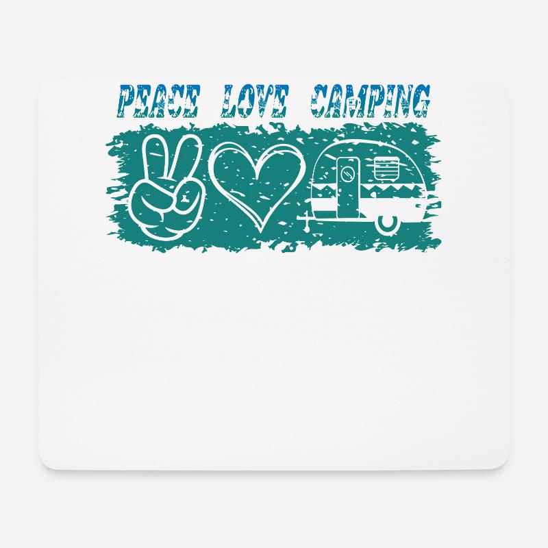 PEACE LOVE CAMPING. Outdoor, Urlaub, Freizeit, - Mousepad (Querformat) - Weiß
