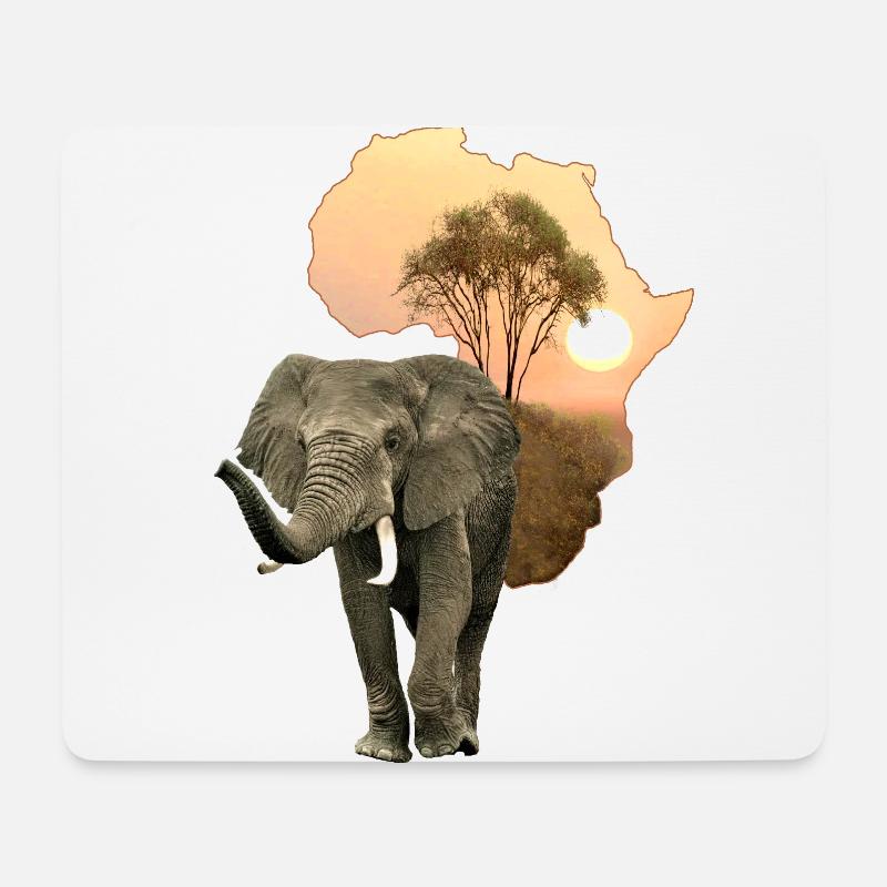Elefanten - Wildtier auf Safari in Afrika - Mousepad (Querformat) - Weiß