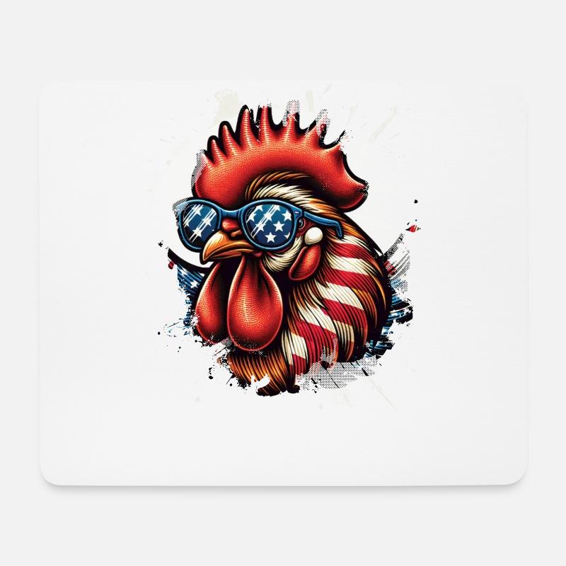 Großes Huhn Cool Huhn Usa Huhn - Mousepad (Querformat) - Weiß