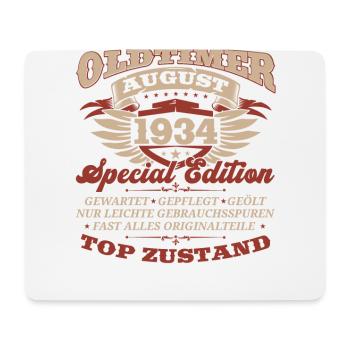 90. Geburtstag August 1934 Jahrgang 1934 Oldtimer - Mousepad (Querformat) - Weiß - Vorne