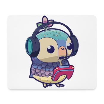 Play Controller Gaming Owl with Headphones - Mouse Pad (horizontal) - white - Front