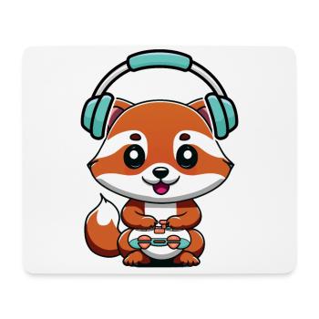 Spielen Sie Controller Gaming Fox Mit Kopfhörern - Mousepad (Querformat) - Weiß - Vorne