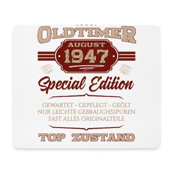 Oldtimer August 1947 Jahrgang 1947 77. Geburtstag - Mousepad (Querformat) - Weiß - Vorne
