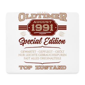 Oldtimer August 1991 Jahrgang 1991 33. Geburtstag - Mousepad (Querformat) - Weiß - Vorne