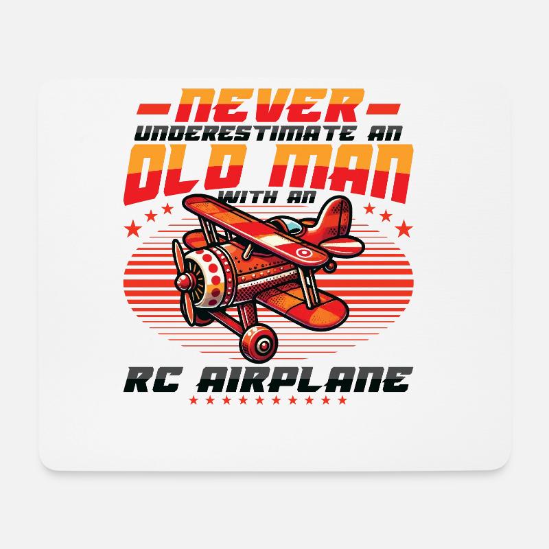 Old man with model airplane - Mouse Pad (horizontal) - white