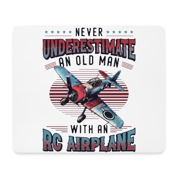 Old man with model airplane - Mouse Pad (horizontal) - white - Front