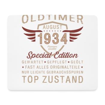90. Geburtstag Oldtimer August 1934 Jahrgang 1934 - Mousepad (Querformat) - Weiß - Vorne