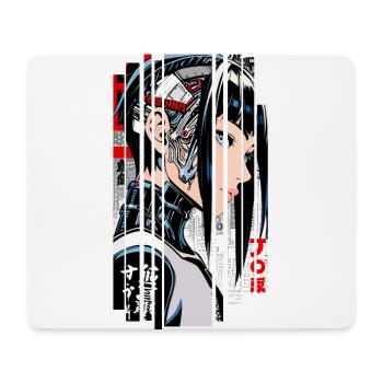 Woman Cyborg Ninja Blue Geometric - Mouse Pad (horizontal) - white - Front