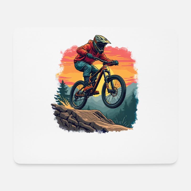 Downhill Mauntain Bike Mtb Radrennen Ride Bmx - Mousepad (Querformat) - Weiß