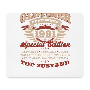 Oldtimer September 91 Jahrgang 1991 33. Geburtstag - Mousepad (Querformat) - Weiß - Vorne