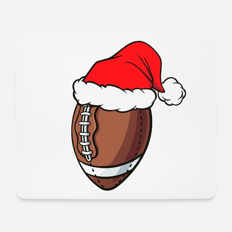 American Football Mit Weihnachtsmütze - Mousepad (Querformat) - Weiß