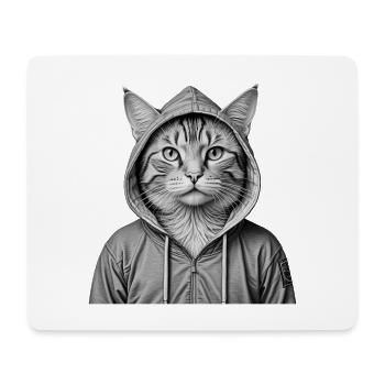Chat cool portant un sweat à capuche - Tapis de souris (format paysage) - blanc - Devant