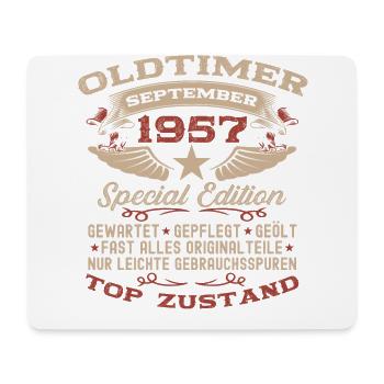67. Geburtstag September Oldtimer 1957 Jahrgang - Mousepad (Querformat) - Weiß - Vorne