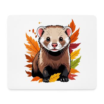 Niedliches Frettchen - Mousepad (Querformat) - Weiß - Vorne
