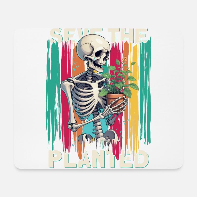 Save The Planet-design Mit Skelett, Das Eine Zarte - Mousepad (Querformat) - Weiß