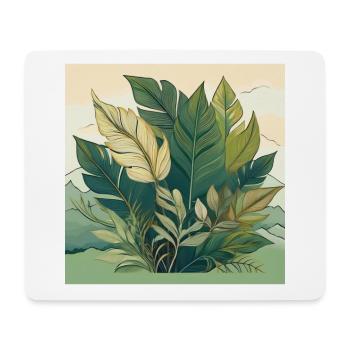 Colourful Floral Line Art with Vibrant Leaves - Mouse Pad (horizontal) - white - Front