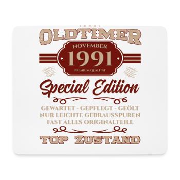 33. Geburtstag November Oldtimer 1991 Jahrgang - Mousepad (Querformat) - Weiß - Vorne