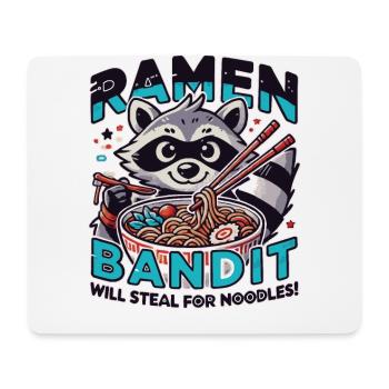 Raccoon ramen bandit: Will steal for noodles - Mouse Pad (horizontal) - white - Front