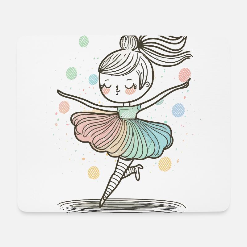 Enchanting Twirl: Eine anmutige Ballerina, die auf - Mousepad (Querformat) - Weiß