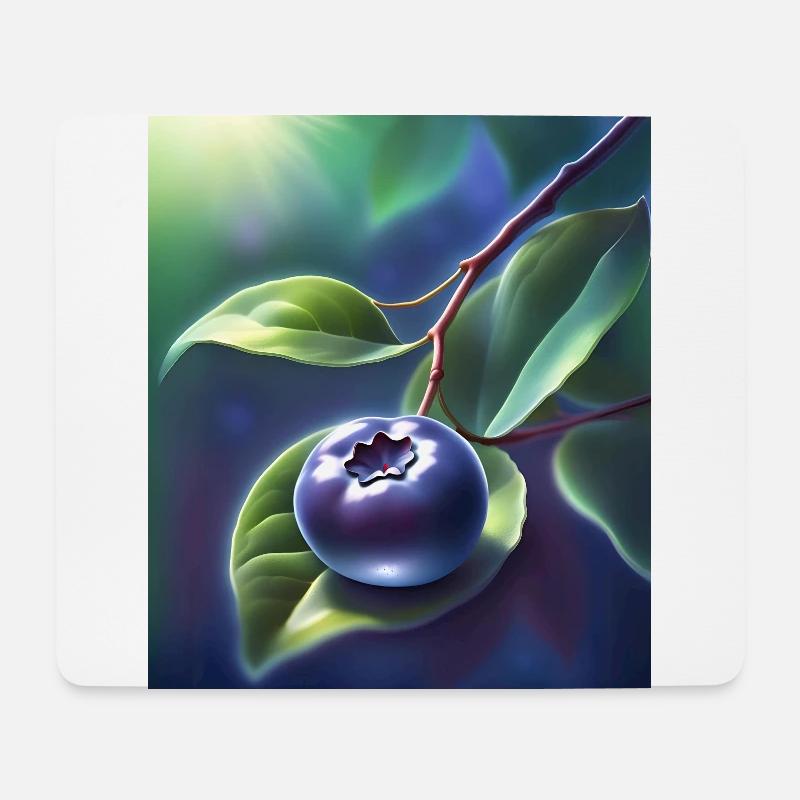 Schöne Heidelbeere auf einem Blatt - Mousepad (Querformat) - Weiß