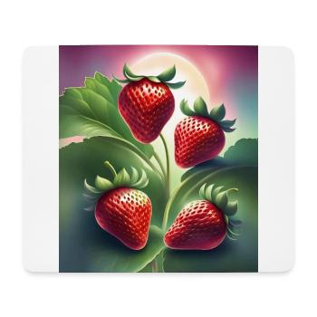 Vier leckere Erdbeeren - Mousepad (Querformat) - Weiß - Vorne