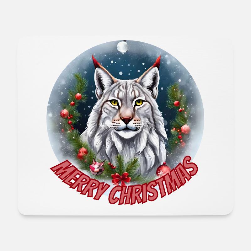 Luchs (Merry Christmas) - Mousepad (Querformat) - Weiß