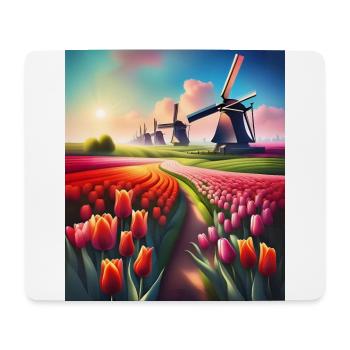 Magnifique paysage de tulipes aux Pays-Bas - Tapis de souris (format paysage) - blanc - Devant