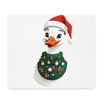 Canard de Noël avec chapeau de Noël - Tapis de souris (format paysage) - blanc - Devant