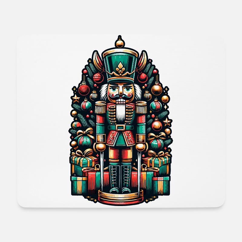 Weihnachtlicher Nussknacker Mit Geschenken - Mousepad (Querformat) - Weiß