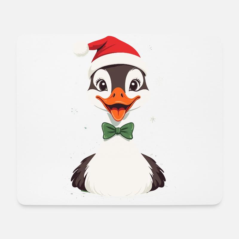 Weihnachtliche Ente Mit Weihnachtsmütze - Mousepad (Querformat) - Weiß