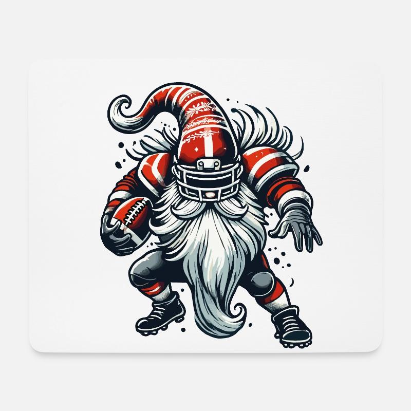 Weihnachtlicher Football Gnom Zwerg Elf - Mousepad (Querformat) - Weiß