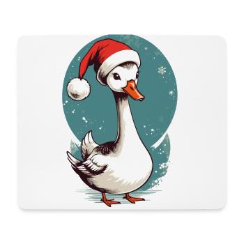 Festliche Ente mit Weihnachtsmütze - Mousepad (Querformat) - Weiß - Vorne