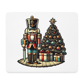 Nussknacker Und Weihnachtsbaum Kunst - Mousepad (Querformat) - Weiß - Vorne