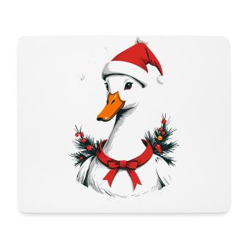 Canard de Noël avec un joli chapeau de Noël - Tapis de souris (format paysage) - blanc - Devant