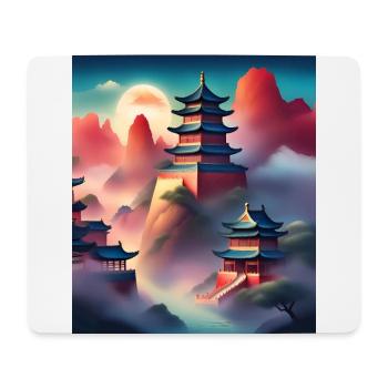 Japanische Burgen auf Bergen - Mousepad (Querformat) - Weiß - Vorne