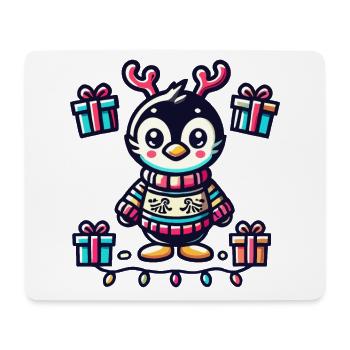 Süßer Pinguin Mit Rentiergeweih Und Geschenken - Mousepad (Querformat) - Weiß - Vorne