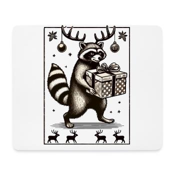 Christmas raccoon with gift - Mouse Pad (horizontal) - white - Front