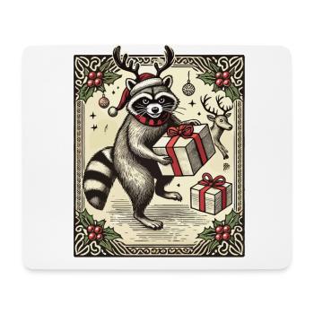 Christmas raccoon with gifts and - Mouse Pad (horizontal) - white - Front