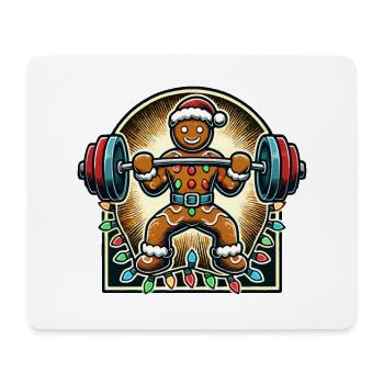 Noël Pain d’épice Homme Bodybuilder Fitness - Tapis de souris (format paysage) - blanc - Devant
