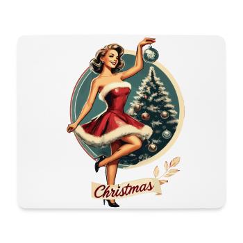 Weihnachtliches Retro Pin-Up Motiv - Mousepad (Querformat) - Weiß - Vorne