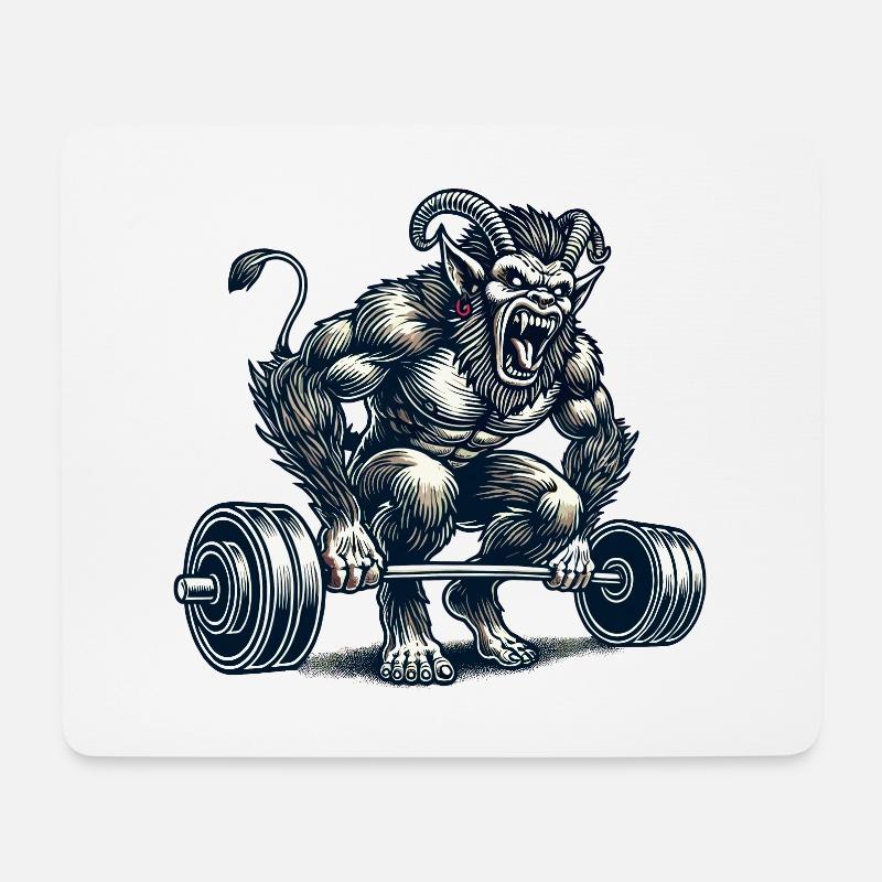 Krampus Bodybuilder Muscle Training Winter Workout - Mouse Pad (horizontal) - white