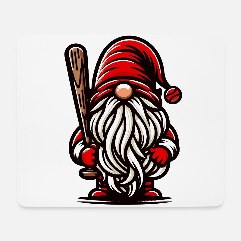 Weihnachtlicher Baseball Gnom Zwerg Sport Fan - Mousepad (Querformat) - Weiß