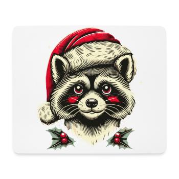 Fröhlicher Waschbär Weihnachten - Mousepad (Querformat) - Weiß - Vorne