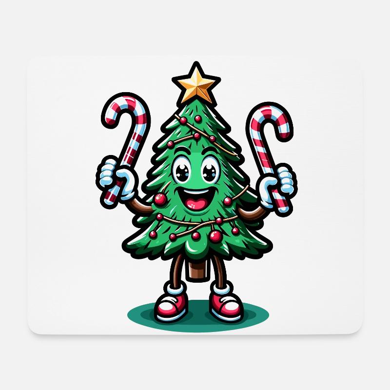 weFröhlicher Weihnachtsbaum Mit Zuckerstangen Retr - Mousepad (Querformat) - Weiß