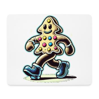Gingerbread man with boots smiling - Mouse Pad (horizontal) - white - Front