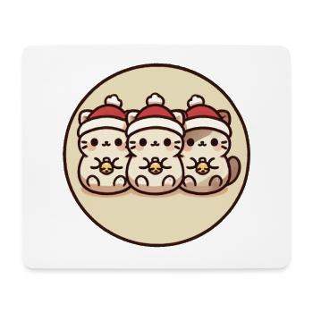 Süße Katzen Mit Weihnachtsmützen - Mousepad (Querformat) - Weiß - Vorne