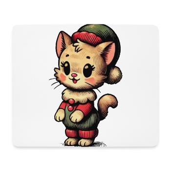 Funny Cat Christmas Retro Vintage Style - Mouse Pad (horizontal) - white - Front