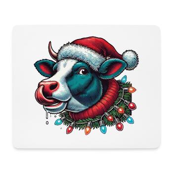Weihnachten Lustige Kuh Mit Lichterkette - Mousepad (Querformat) - Weiß - Vorne