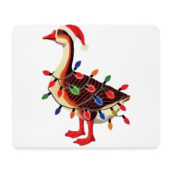 Weihnachtlicher Tollpatsch Gans Mit Lichterkette - Mousepad (Querformat) - Weiß - Vorne