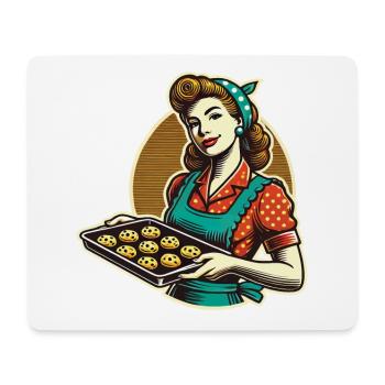 Vintage baker with cookie tray illustration - Mouse Pad (horizontal) - white - Front